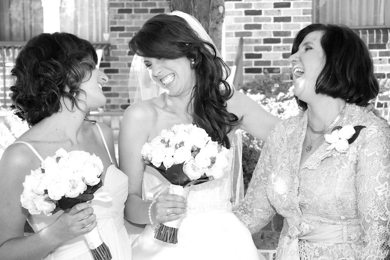 Bride laughing with her sister and mother - wedding photography sydney